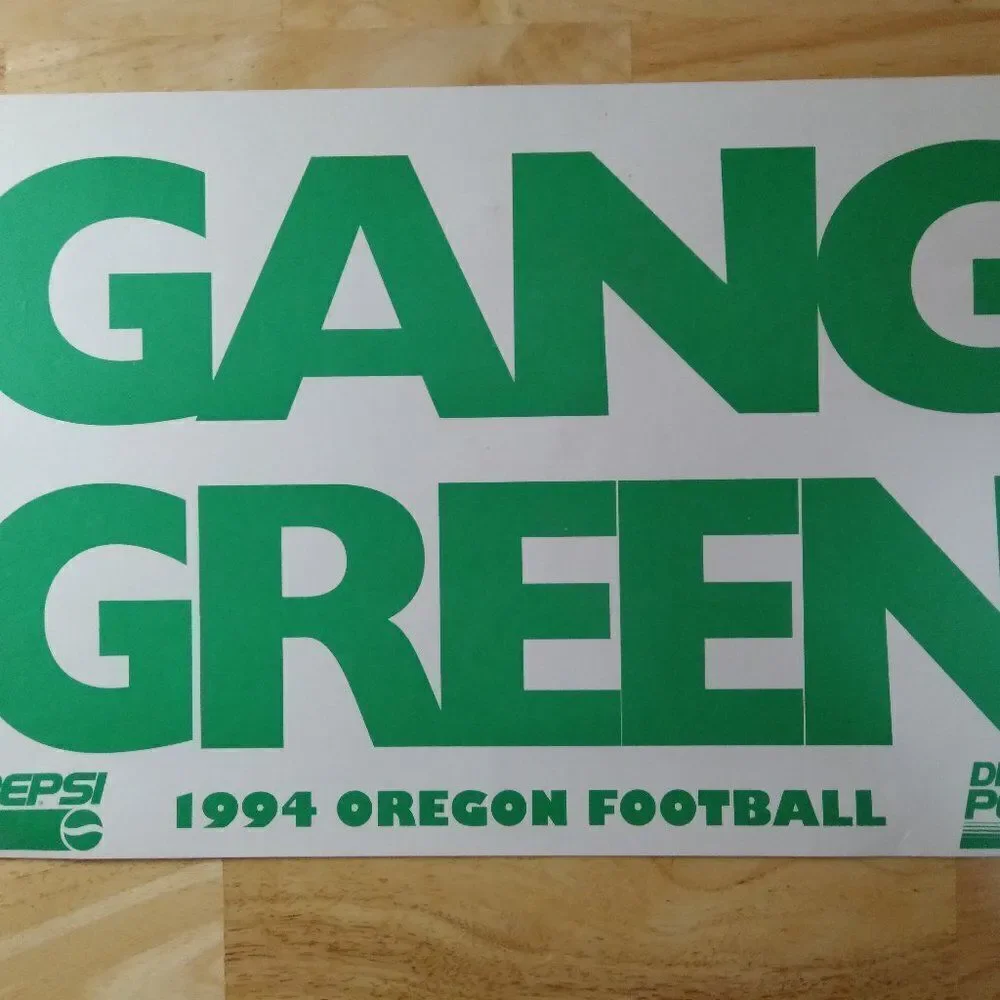 Vintage Gang Green 1994 Oregon Ducks Football Poster Pepsi Promotion